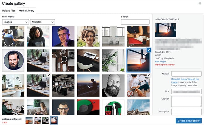 Select images for Jetpack image carousel