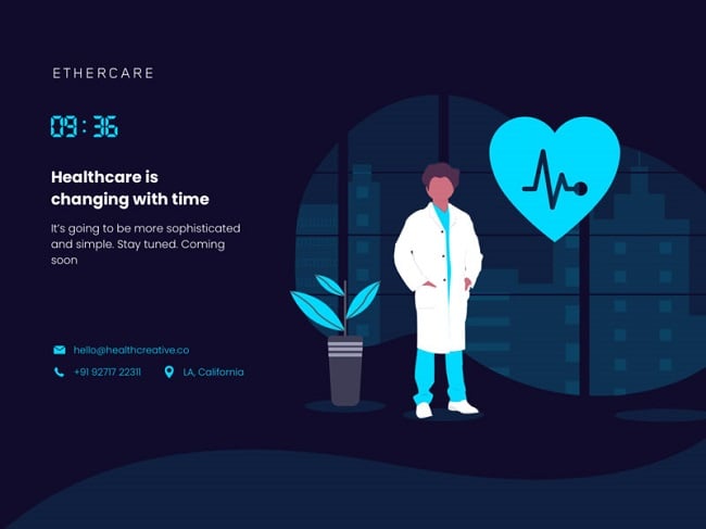 Ethercare - SeedProd Ethercare coming soon page example