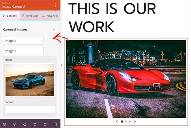 WordPress image carousel settings