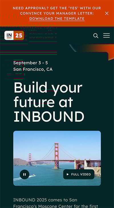 Inbound mobile landing page example