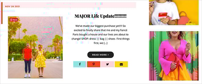 Fashion blog posts layout grid