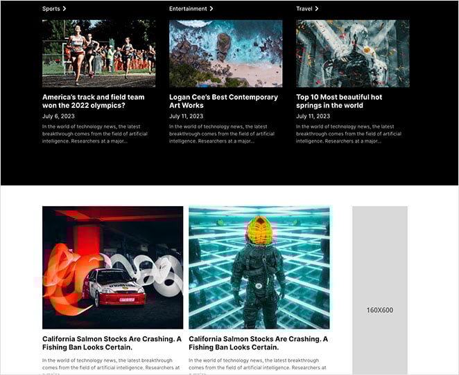 Magazine style posts layout