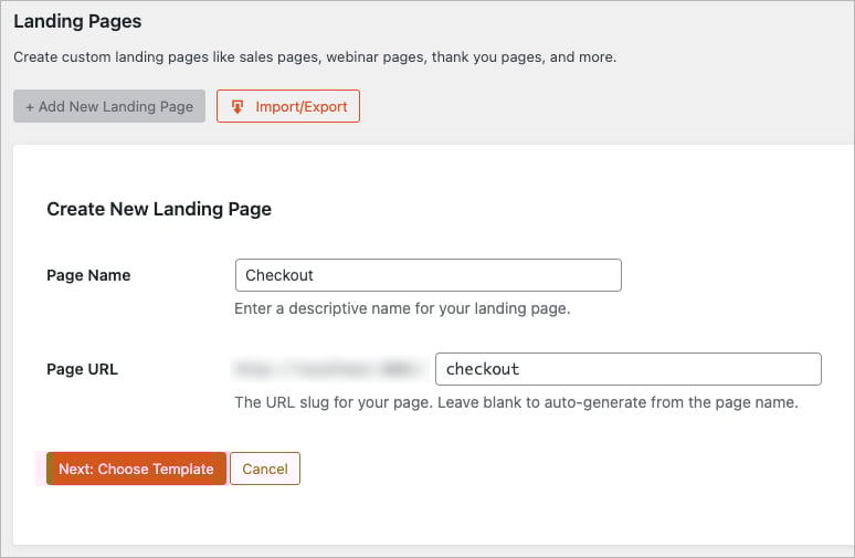 name-landing-page - SeedProd Entering a custom page name for a new landing page in SeedProd.