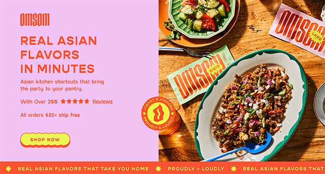 Omsom homepage design