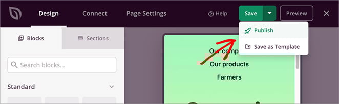 publish-landing-page-with-form - SeedProd Publish a completed landing page with form in WordPress