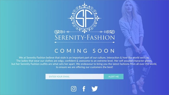 Serenity-Fashion - SeedProd Serenity Fashion coming soon page example