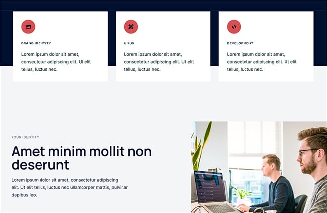 Sydney WordPress theme services section