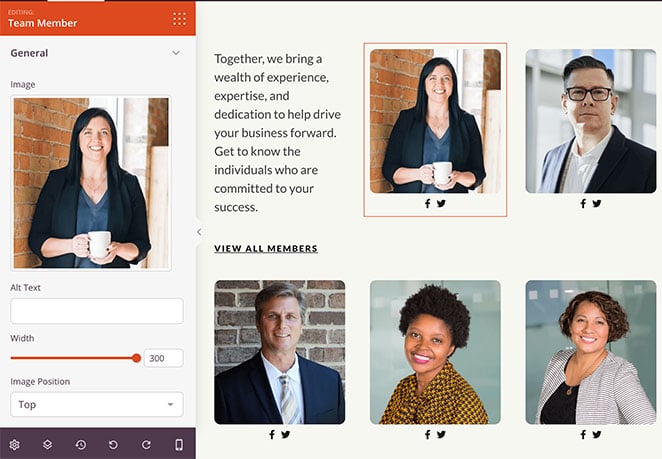 team-member-block-settings - SeedProd Customize the team member block settings with a profile picture