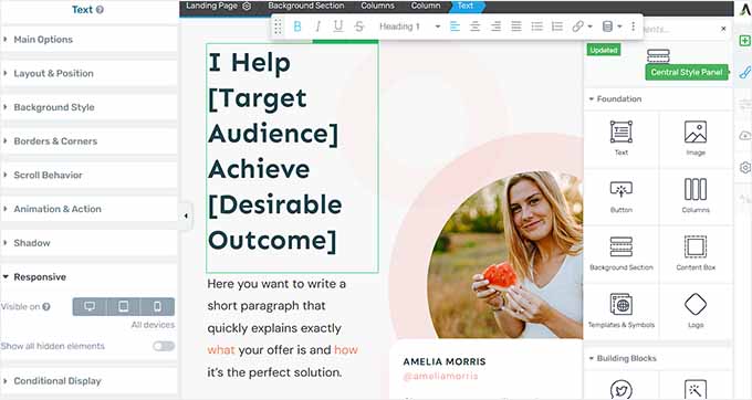 Thrive Architect WordPress page builder interface