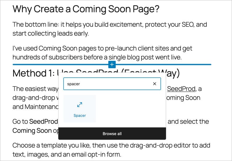 WordPress-spacer-block - SeedProd