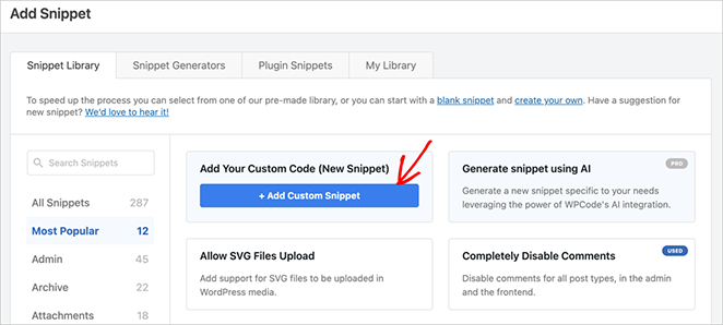 add-custom-snippet-wpcode - SeedProd Add custom code snippet in WPCode