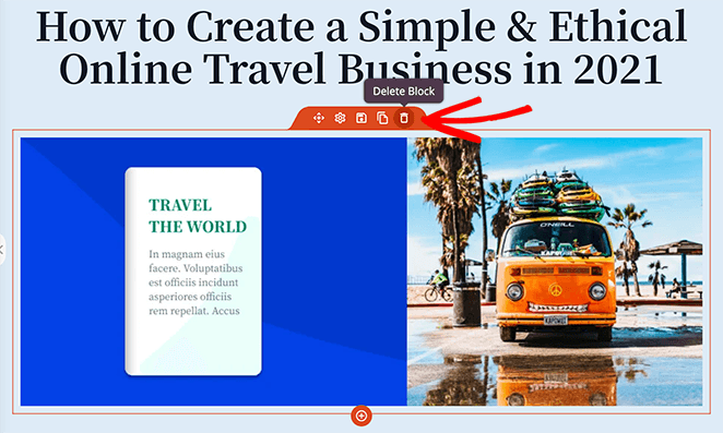 Remove a default image block in SeedProd
