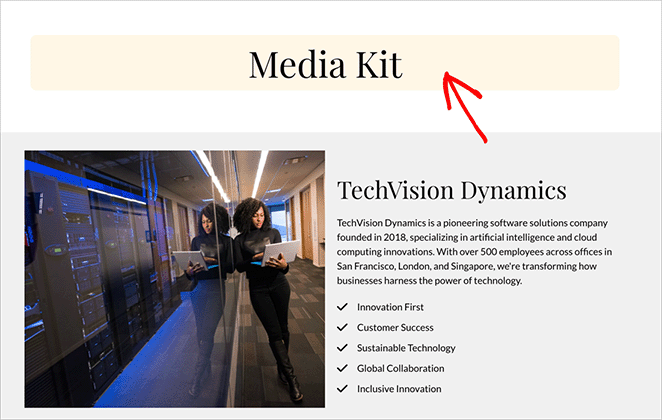example-custom-css-specific-block-class-seedprod - SeedProd Example of eading block customized using custom CSS class in SeedProd