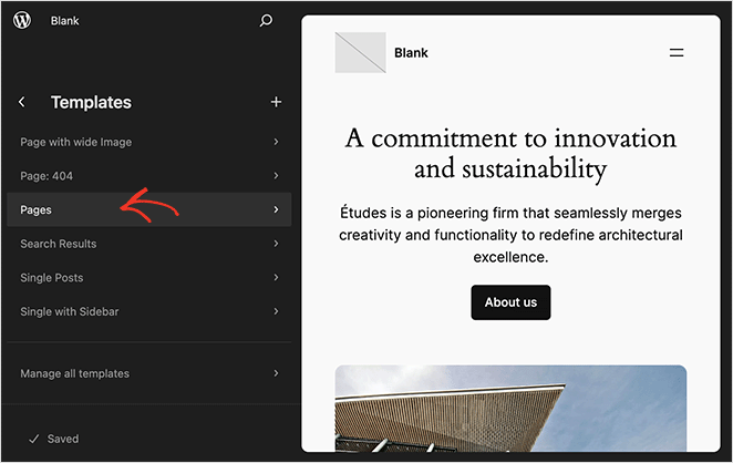 full-site-editor-pages - SeedProd WordPress full site editor pages option