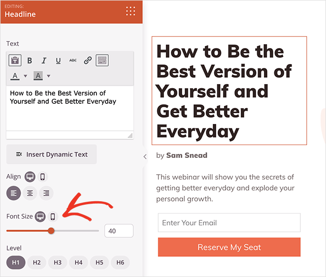 SeedProd mobile landing page customization options