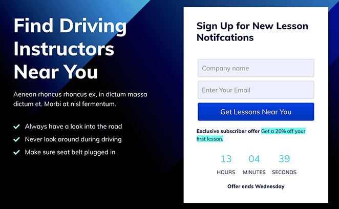 personalized-landing-pages-example - SeedProd Example of a service landing page built to promote a specific offer and convert visitors into leads