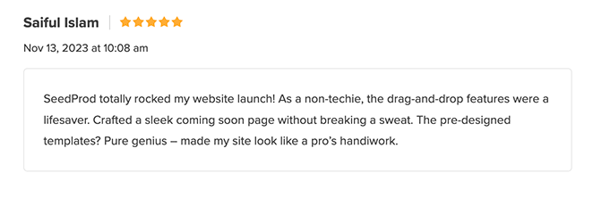 SeedProd customer review