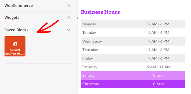 seedprod-saved-blocks-1 - SeedProd Reusable block library in SeedProd showing saved templates for blog elements.