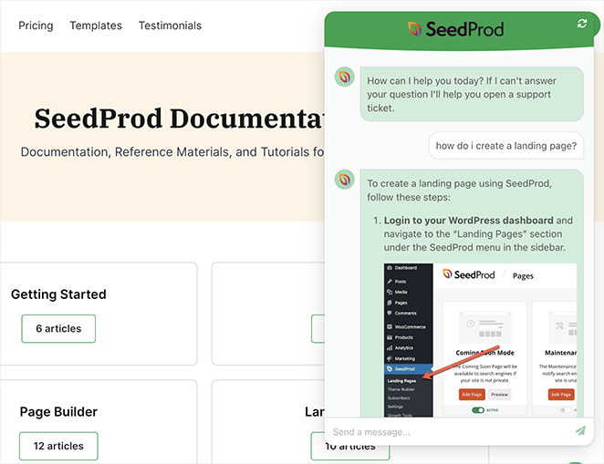 SeedProd documentation and live chat support