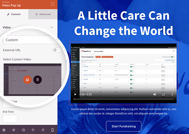 video-source-custom - SeedProd Video popup form a custom source in WordPress