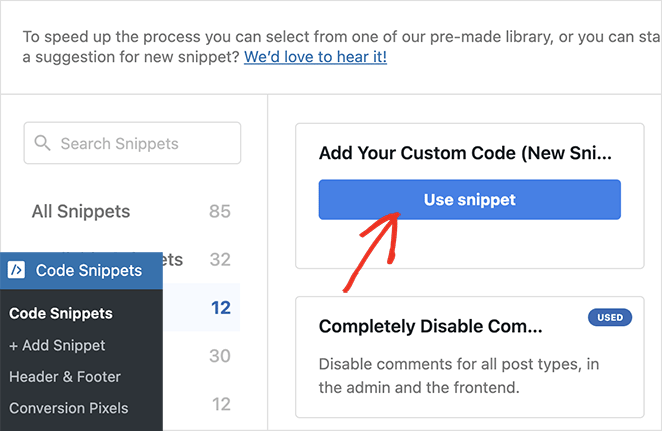 wpcode-new-code-snippet - SeedProd Add a new code snippet in WPCode